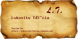Lukovits Tácia névjegykártya